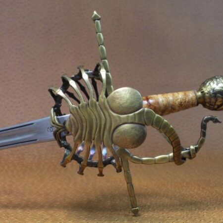 custom sword with brass scorpion handle